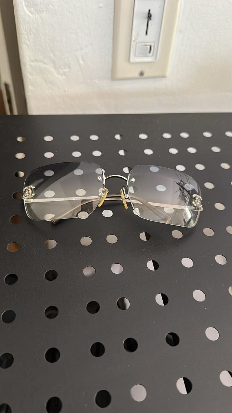 Chanel Vintage 4017-D Rimless Crystal CC Logo Sunglasses